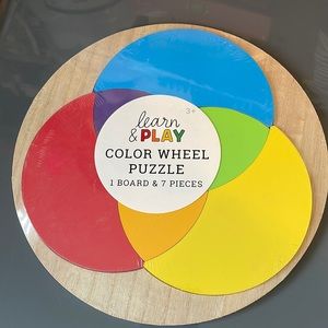 New Wooden puzzle color wheel toy educational school colors shapes fine motor